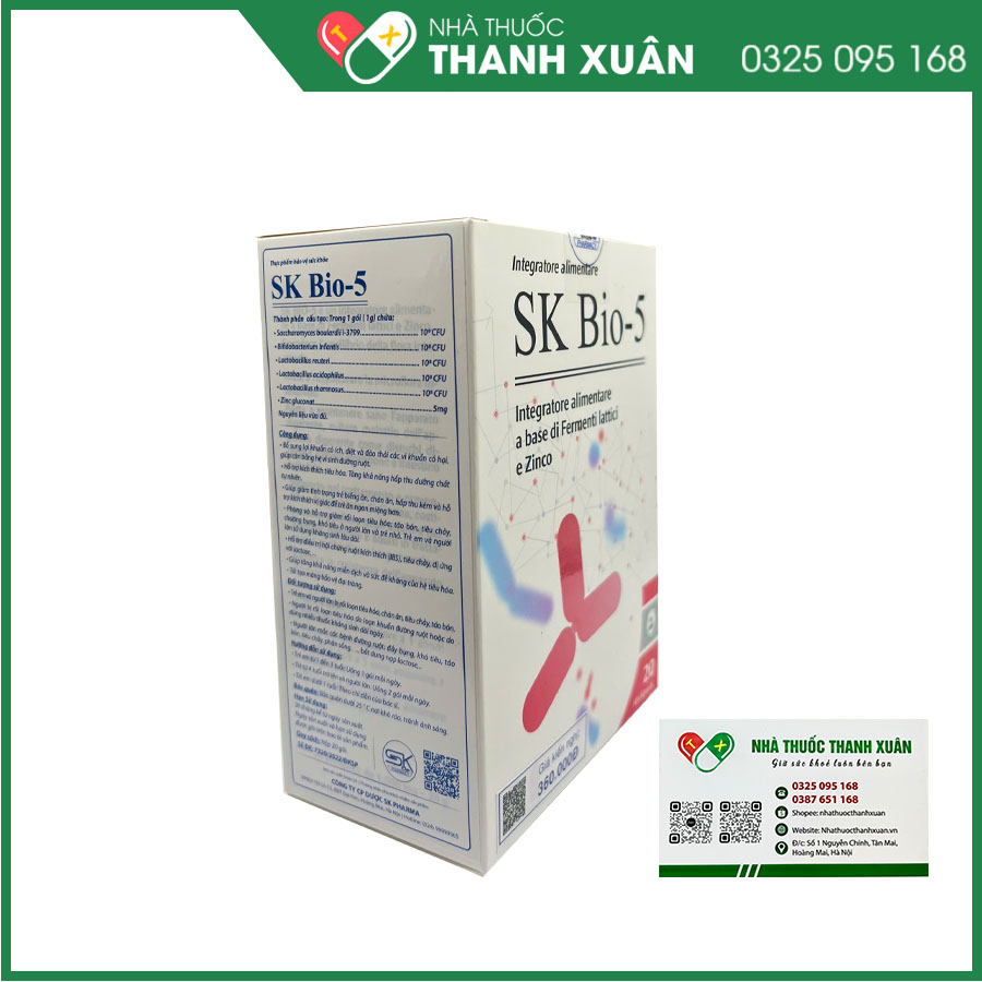 SK Bio-5 bổ sung hệ vi sinh đường ruột, hỗ trợ điều trị hội chứng ruột kích thích và bảo vệ đại tràng